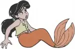 The Little Mermaid 2 Melody As Mermaid And Human In Purple Dress Character - Filled Embroidery Design - 8122