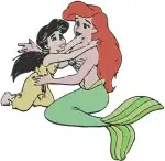 The Little Mermaid 2 Melody And Ariel Mother Daughter Scenes Human And Mermaid - Filled Embroidery Design - 8128