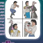 Disney Little Mermaid Prince Eric With Grimsby Advisor Royal Court Scenes - Filled Embroidery Design - Instant Download