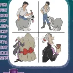 Disney Little Mermaid Prince Eric With Max Dog Grimsby Advisor In Disguise Designs - Filled Embroidery Design - Instant Download