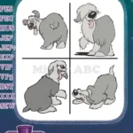Disney Little Mermaid Max The Sheepdog Various Poses Cute Fluffy Dog Collection - Filled Embroidery Design - Instant Download