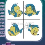 Disney Little Mermaid Flounder Fish Surprised Swimming Fast Underwater Friend Collection - Filled Embroidery Design - Instant Download