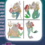 The Little Mermaid King Triton And Ariel More Father Daughter Moments Collection - Filled Embroidery Design - Instant Download