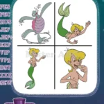 The Little Mermaid Various Merfolk Characters Mermaids And Mermen Underwater - Filled Embroidery Design - Instant Download