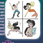 The Little Mermaid 2 Melody Ariels Daughter Various Human And Mermaid Poses - Filled Embroidery Design - Instant Download