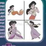The Little Mermaid 2 Melody As Mermaid And Human In Purple Dress Character - Filled Embroidery Design - Instant Download