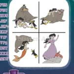 The Little Mermaid 2 Melody With Tip Penguin Dash Walrus And Posing On Rock - Filled Embroidery Design - Instant Download