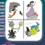 The Little Mermaid 2 Melody Tip Penguin Morgana And Flounder Character Collection - Filled Embroidery Design - Instant Download