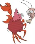 The Little Mermaid Sebastian Crab Playing Maracas Worried And With Tambourine - Filled Embroidery Design - 8169