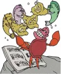 The Little Mermaid Sebastian Crab Various Musical And Expressive Character Poses - Filled Embroidery Design - 8174