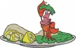 The Little Mermaid - Sebastian The Crab - Musical Conductor And On A Platter Poses - Disney Crab Sidekick - Filled Embroidery Design - 8178
