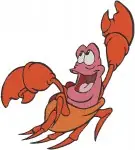 The Little Mermaid - Sebastian The Crab - Multiple Happy Scared And Swimming Poses - Disney Underwater - Filled Embroidery Design - 8196