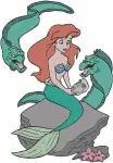The Little Mermaid - Ariel And Ursula Sea Witch Interaction - Good Vs Evil Underwater Scenes - Disney - Filled Embroidery Design - 8213