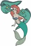The Little Mermaid - Ariel And Ursula Sea Witch Interaction - Good Vs Evil Underwater Scenes - Disney - Filled Embroidery Design - 8215