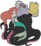The Little Mermaid - Ursula The Sea Witch With Ariel - Villainous Deals And Magic Moments - Disney Antagonist - Filled Embroidery Design - 8217