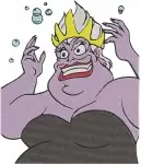 The Little Mermaid - Ursula Sea Witch Looking In Mirror And Contemplating Magic - Villain'S Lair Scenes - Filled Embroidery Design - 8236