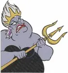 The Little Mermaid - Ursula The Sea Witch With Trident - Powerful Ocean Villain Portraits And Poses - Filled Embroidery Design - 8243