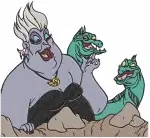 The Little Mermaid - Ursula With Flotsam Jetsam And Human Vanessa Form - Villain'S Transformation And Allies - Filled Embroidery Design - 8247