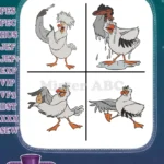 The Little Mermaid Scuttle The Seagull Various Standing And Confused Bird Poses - Filled Embroidery Design - Instant Download