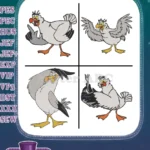 The Little Mermaid Scuttle Seagull Character Various Walking And Posing Stances - Filled Embroidery Design - Instant Download