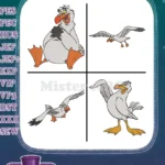 The Little Mermaid Scuttle Seagull More Flying And Standing Poses Collection - Filled Embroidery Design - Instant Download