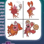 The Little Mermaid Sebastian Crab Playing Maracas Worried And With Tambourine - Filled Embroidery Design - Instant Download