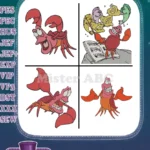 The Little Mermaid Sebastian Crab Various Musical And Expressive Character Poses - Filled Embroidery Design - Instant Download