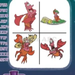 The Little Mermaid - Sebastian The Crab - Musical Conductor And On A Platter Poses - Disney Crab Sidekick - Filled Embroidery Design - Instant Download