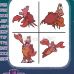 The Little Mermaid - Sebastian The Crab - Expressive And Concerned Poses - Ariel'S Guardian Crab - Filled Embroidery Design - Instant Download