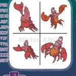 The Little Mermaid - Sebastian The Crab - Classic Character Poses Collection - Under The Sea Friend - Filled Embroidery Design - Instant Download