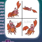 The Little Mermaid - Sebastian The Crab - Multiple Happy Scared And Swimming Poses - Disney Underwater - Filled Embroidery Design - Instant Download