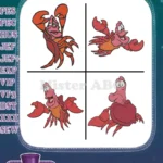 The Little Mermaid - Sebastian The Crab - Joyful Dancing And Singing Poses - "Under The Sea" Star - Filled Embroidery Design - Instant Download