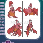 The Little Mermaid - Sebastian The Crab - Assorted Happy And Worried Poses - Disney'S Little Crab - Filled Embroidery Design - Instant Download