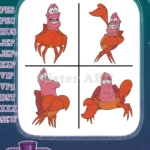 The Little Mermaid - Sebastian The Crab And Patrick Starfish Crossover Fun - Red Sea Creatures Posing - Filled Embroidery Design - Instant Download