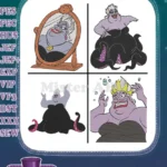 The Little Mermaid - Ursula Sea Witch Looking In Mirror And Contemplating Magic - Villain'S Lair Scenes - Filled Embroidery Design - Instant Download