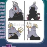 The Little Mermaid - Ursula The Sea Witch With Trident - Powerful Ocean Villain Portraits And Poses - Filled Embroidery Design - Instant Download