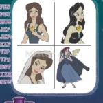 The Little Mermaid - Vanessa Ursula'S Human Disguise - Beautiful Deceptive Woman Portraits - Disney Villain Form - Filled Embroidery Design - Instant Download