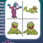 The Muppets - Kermit The Frog - Relaxed Sitting And Happy Frog Poses - Beloved Muppet Show Host - Filled Embroidery Design - Instant Download