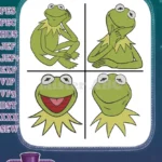 The Muppets - Kermit The Frog - Thoughtful And Expressive Face Close Ups And Poses - Famous Green Muppet - Filled Embroidery Design - Instant Download