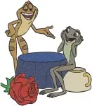 Disney Princess And Frog Tiana And Naveen As Frogs Dancing With Turtle Set - Filled Embroidery Design - 8335