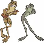 Disney Princess And Frog Tiana Naveen Frogs Louis Alligator Playing Trumpet - Filled Embroidery Design - 8342