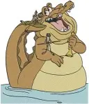 Disney Princess And Frog Tiana Naveen Frogs Louis Alligator Playing Trumpet - Filled Embroidery Design - 8344