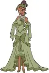 Disney Princess And Frog Tiana Waitress Outfit Green Dress Serving Beignets Set - Filled Embroidery Design - 8362