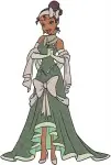 Disney Princess And Frog Tiana Waitress Outfit Green Dress Serving Beignets Set - Filled Embroidery Design - 8363
