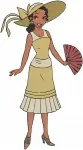 Disney Princess And Frog Tiana Blue And Green Gowns Hat Elegant Princess Collection - Filled Embroidery Design - 8366