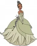 Disney Princess And Frog Tiana Green Lily Pad Gown Various Elegant Poses - Filled Embroidery Design - 8370