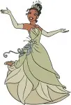 Disney Princess And Frog Tiana Green Gown Graceful Standing And Dancing - Filled Embroidery Design - 8373