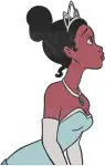 Disney Princess And Frog Tiana Work Dress Yellow Gown Blue Gown Close Up - Filled Embroidery Design - 8384