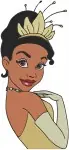 Disney Princess And Frog Tiana Close Up Portraits Blue Gloves Crown Thoughtful Bundle - Filled Embroidery Design - 8388