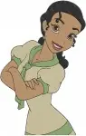 Disney Princess And Frog Tiana Working Close Up Portrait Green Gown Dreamer Set - Filled Embroidery Design - 8389